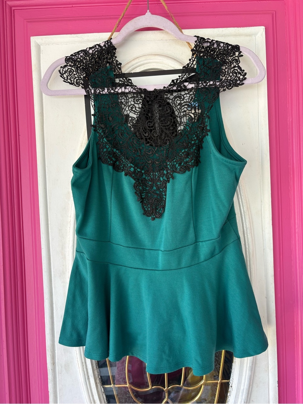 Y2K vintage retro Peplum top with Black Lace Yoke Halloween fall emo goth